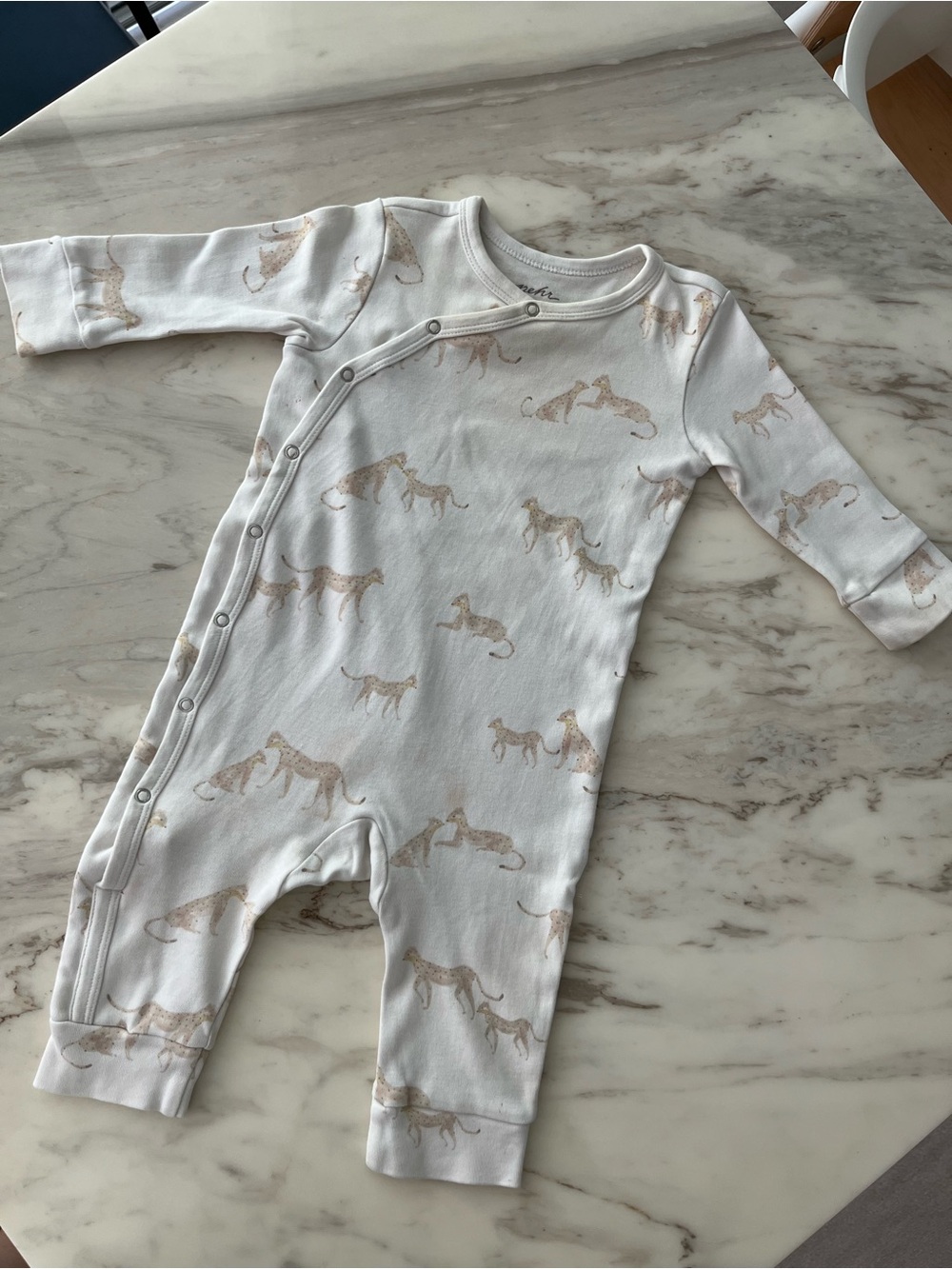 Neutral Cheetah-Print Cotton Baby One-Piece